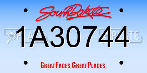 1A30744 South Dakota License Plate