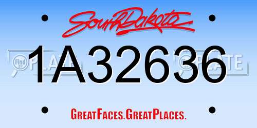 1A32636 South Dakota License Plate