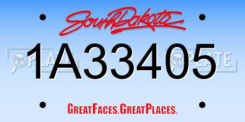 1A33405 South Dakota License Plate