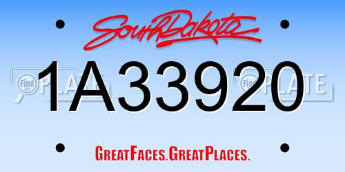 1A33920 South Dakota License Plate