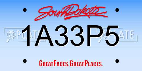1A33P5 South Dakota License Plate