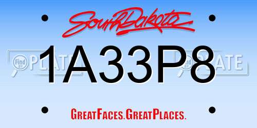 1A33P8 South Dakota License Plate