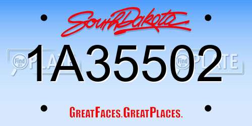 1A35502 South Dakota License Plate