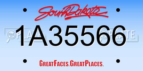1A35566 South Dakota License Plate
