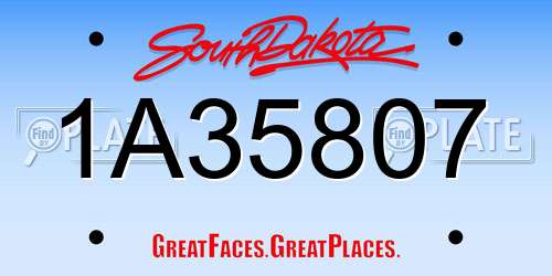 1A35807 South Dakota License Plate