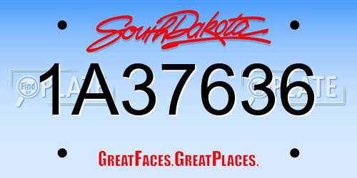 1A37636 South Dakota License Plate