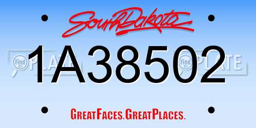 1A38502 South Dakota License Plate