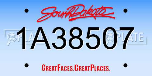 1A38507 South Dakota License Plate