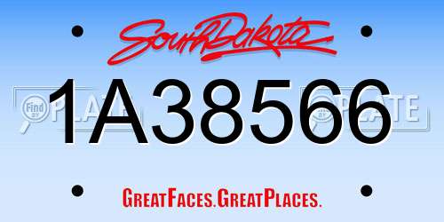 1A38566 South Dakota License Plate
