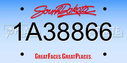 1A38866 South Dakota License Plate