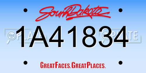 1A41834 South Dakota License Plate