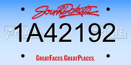1A42192 South Dakota License Plate