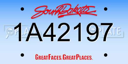 1A42197 South Dakota License Plate