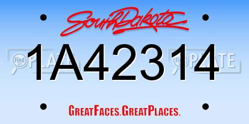 1A42314 South Dakota License Plate