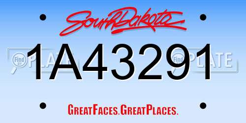 1A43291 South Dakota License Plate