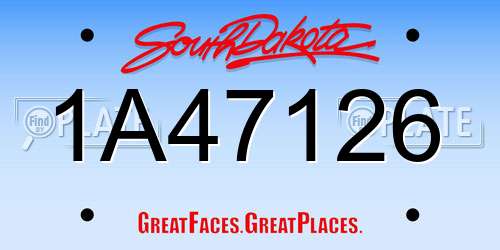 1A47126 South Dakota License Plate