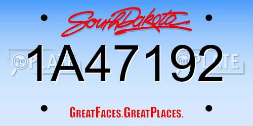 1A47192 South Dakota License Plate