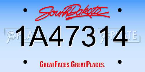 1A47314 South Dakota License Plate