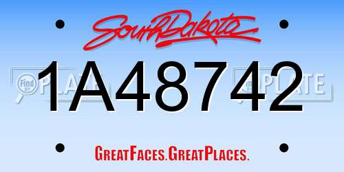 1A48742 South Dakota License Plate