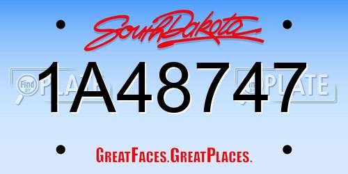 1A48747 South Dakota License Plate