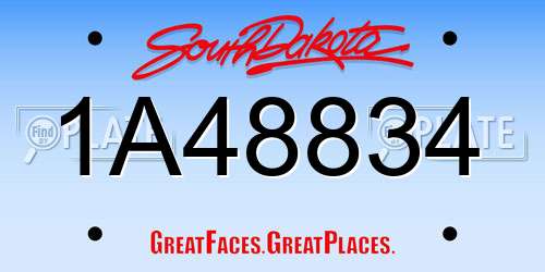 1A48834 South Dakota License Plate
