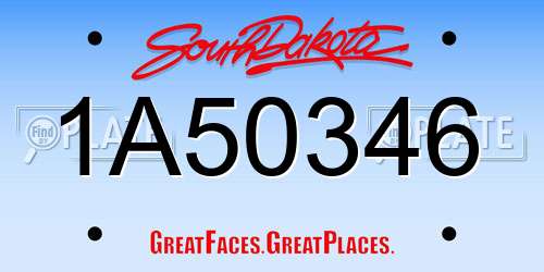 1A50346 South Dakota License Plate