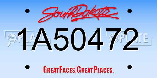 1A50472 South Dakota License Plate