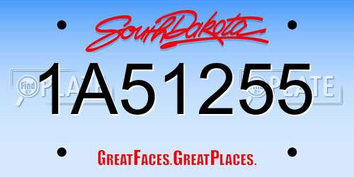 1A51255 South Dakota License Plate