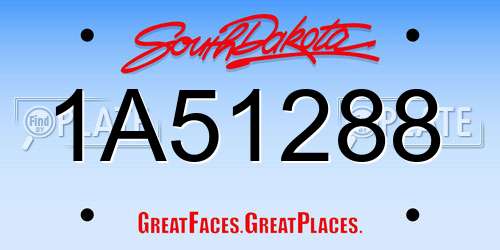 1A51288 South Dakota License Plate