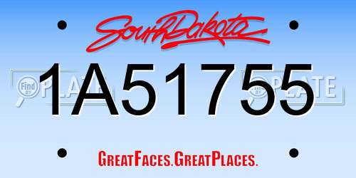 1A51755 South Dakota License Plate