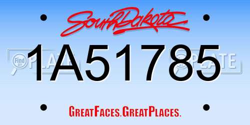 1A51785 South Dakota License Plate