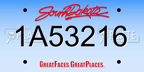 1A53216 South Dakota License Plate