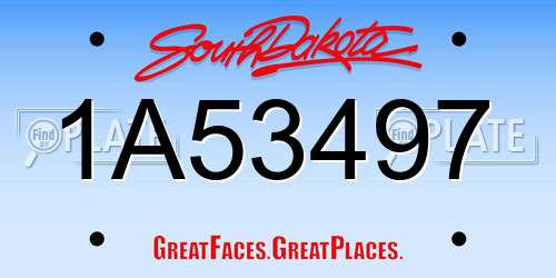 1A53497 South Dakota License Plate