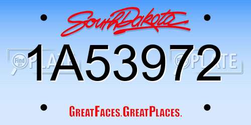 1A53972 South Dakota License Plate