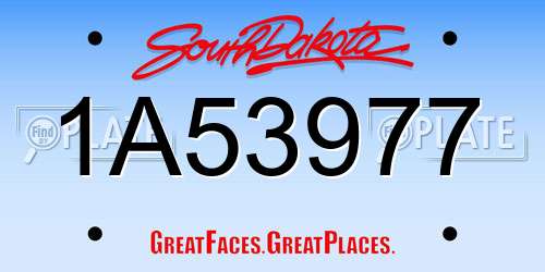 1A53977 South Dakota License Plate