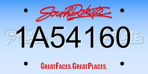 1A54160 South Dakota License Plate