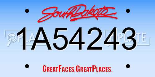 1A54243 South Dakota License Plate