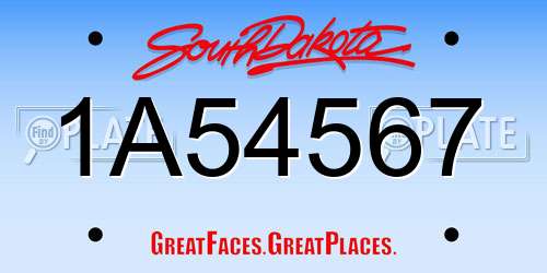 1A54567 South Dakota License Plate