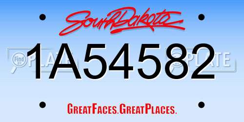1A54582 South Dakota License Plate