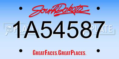 1A54587 South Dakota License Plate