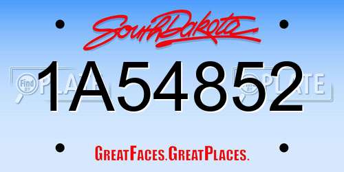 1A54852 South Dakota License Plate