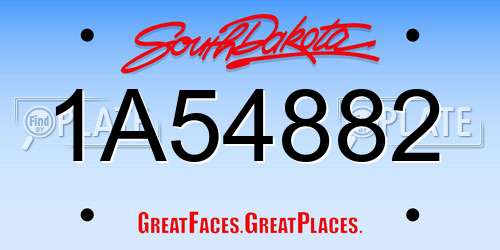 1A54882 South Dakota License Plate