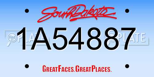 1A54887 South Dakota License Plate