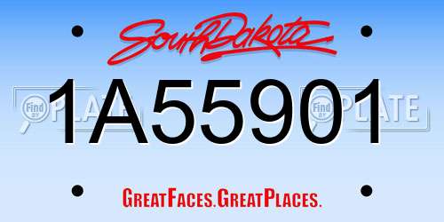 1A55901 South Dakota License Plate