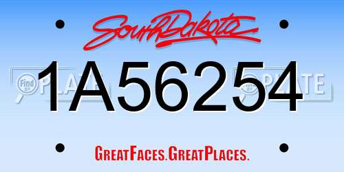 1A56254 South Dakota License Plate