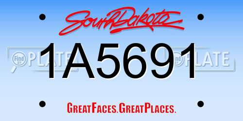 1A5691 South Dakota License Plate