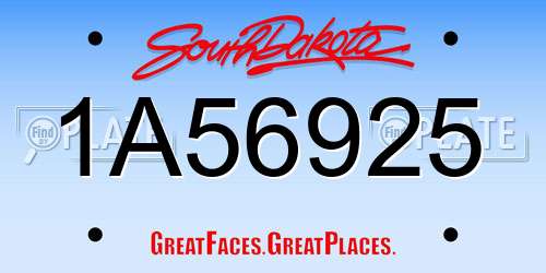 1A56925 South Dakota License Plate