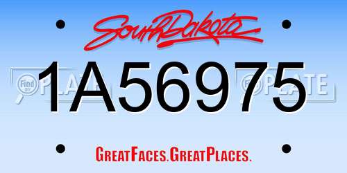 1A56975 South Dakota License Plate