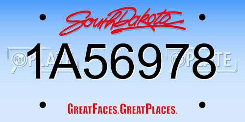 1A56978 South Dakota License Plate