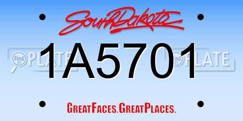 1A5701 South Dakota License Plate